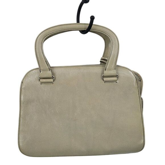 Vtg Beige Oatmeal Double-Handle‎ Leather Structured Top Handle Handbag Old Money - Picture 10 of 10